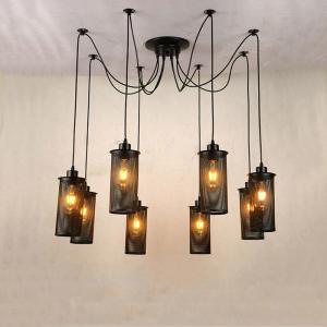 Retro Loft Industrial Chandelier Adjustable E27 Multi Head Lamps Restaurant