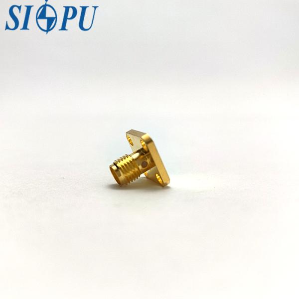 Robust Brass SMA 4-Hole Flange-Mounted Receptacle Gold-Plated RF Coaxial Connector for Stable Frequency Transmission