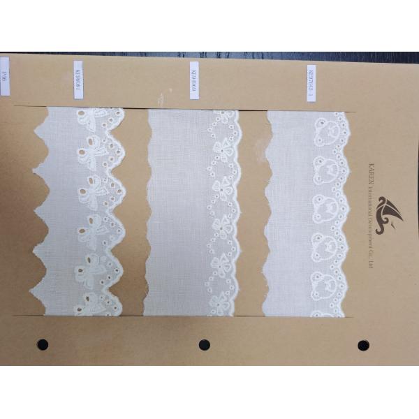 White Cotton Embroidered Lace Fabric 49in Width Breathable Eyelet