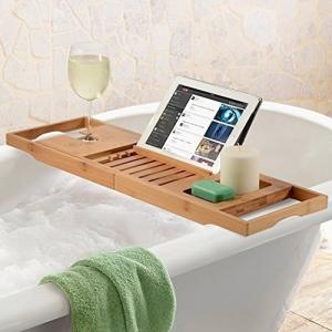 Home Furniture Bamboo Extendable Bath Caddy Bathtub Tray Customized