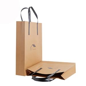 China Recyclable Custom Printed Kraft Paper Bags / Brown Kraft Bags With Handles on sale