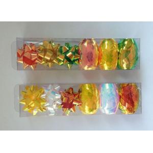 PET and Iridescent Gift Wrap Ribbon Set , christmas gift ribbon with star and