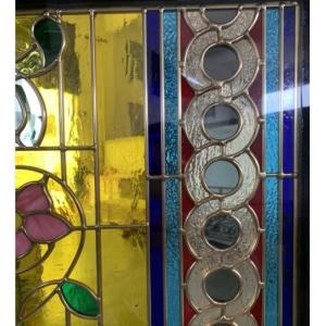 Bathroom Custom Partition Stained Leaded Glass With Brass Caming Thick 1"