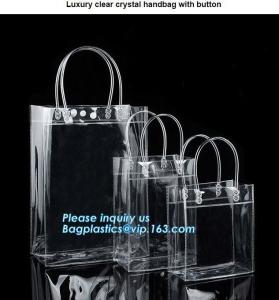 Customized PP/PVC/PETclear plastic gift bag, Reusable Single bottle wine bag Pvc wine bottle gift bag, plastic transpare