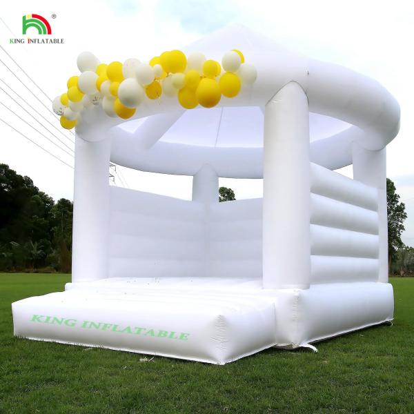Custom White Inflatable Bounce Castle Party Wedding Bouncer House With Circular Roof