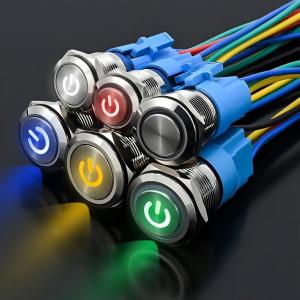 Metal Pushbutton Waterproof Light Switch with Conductive Electricity and Blue