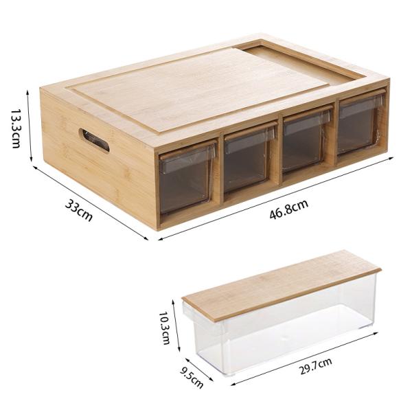 CE Certified Four-Drawer Large Bamboo Kitchen Cutting Board Storage for Food Supplies