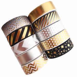 Wholesale custom printed silk ribbon satin ribbon tape grosgrain black ribbon