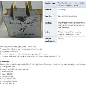 recycle fabric foldable non woven bag, recycled laminated non woven bag,