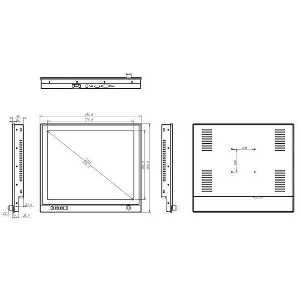Anti Glare 1000 Nits High Brightness Monitor IP65 Waterproof 19 Inch For Boat