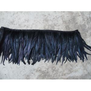 Black Rooster Cock Coque Feather Trim With Satin Ribbon Tapes And Chicken