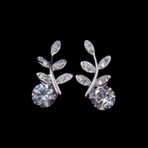 Circle Type 925 Silver Earrings With AAA Grade Cubic Zirconia Stone