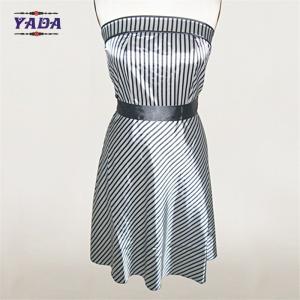 Wholesale Sexy silk satin styles black and striped strapless summer beach europe slim white dress with high quality from china suppliers