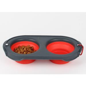 Pet Supplies Dog TEP Folding Portable Silicone Double Bowl Cat Dog Universal