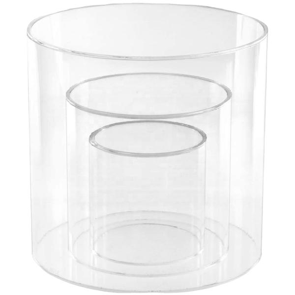 Clear Acrylic Round Cylinder Riser display for storage