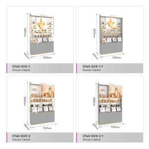 Customized Skincare Store High Cabinet with Lightbox Gray Wooden Beauty Display