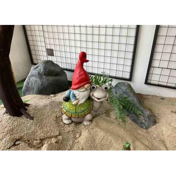Quality OEM / ODM Magnesium Oxide Garden Statue Gnome Riding On Turtle Statue for sale