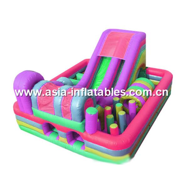 Quality Customized Inflatable Green Obstacle Challenges Course With Printed Business Logo for sale
