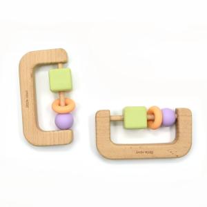 CPSIA ASTM Wooden Silicone Teether BPA Free Baby Chewable Ring