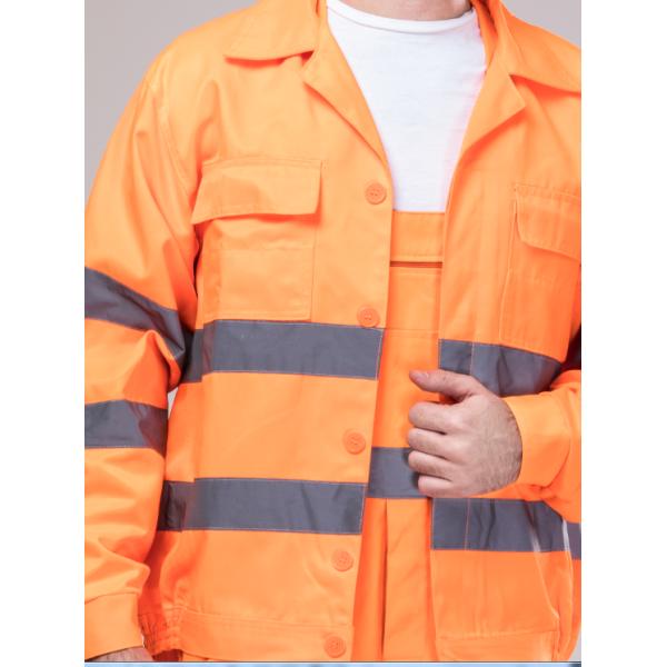 Double Stitching Safety Work Clothes High Visable Orange Jacket Bib Pants Suit