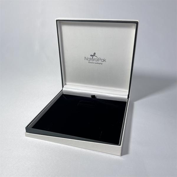 Off White Pendant Ring Packaging Boxes Clamshell PU Jewellery Gift Box