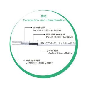 2 Pins 16 Gauge High Temperature Wire , Silicone Jacketed Cable 300V 200℃