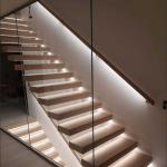 Custom Modern Design Floating Stairs With Quartz Tread And Invisible Mono