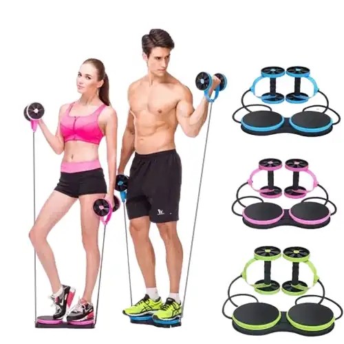 Quality AB Wheels Roller Stretch Elastic Abdominal Resistance Pull Rope Abdominal Muscle Trainer Exercise Tool Abdominal Roller for sale