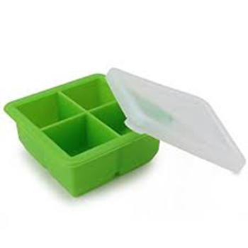 Fancy reusable silicone 4 square ice cube tray high quality silicone food gtade