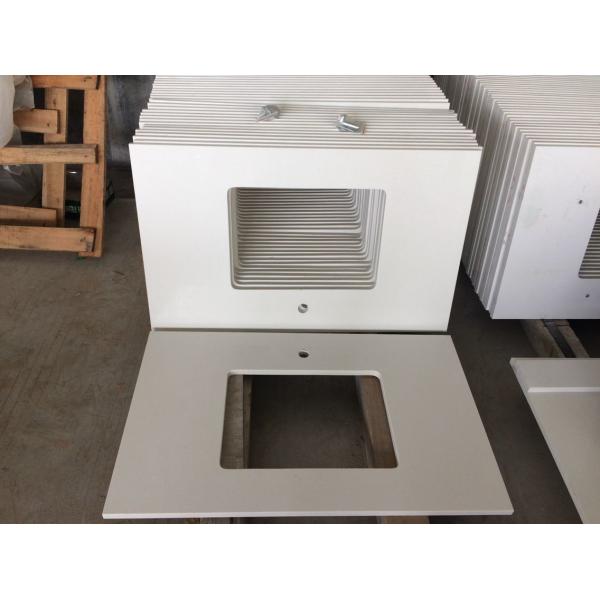 Durable Prefabricated Vanity Countertops , Absolute White Natural Quartz Vanity