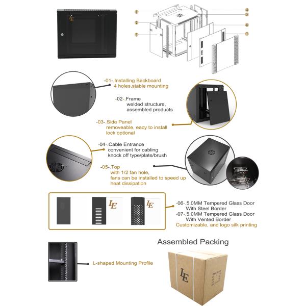 19 Inch 6U 9U Wall Mount Server Rack Cabinet With SPCC Steel