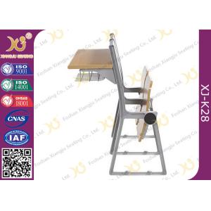 Metal And Plywood Structure School Desk Chair With Reading Pad For Lecture Room