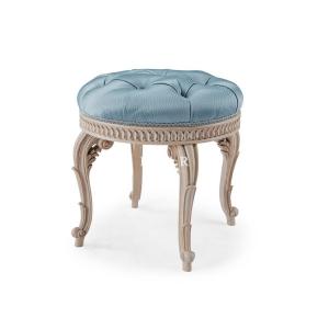 China Ash Wooden Antique Carving Design Fabric Dressing Stool on sale