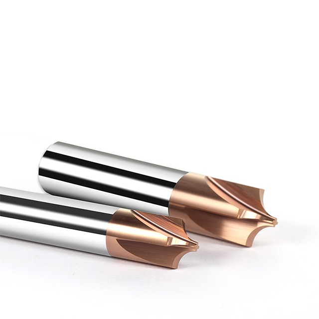 4-Flute Tungsten Carbide End Mill with 55-Degree Internal Radius and 0.6um Grain