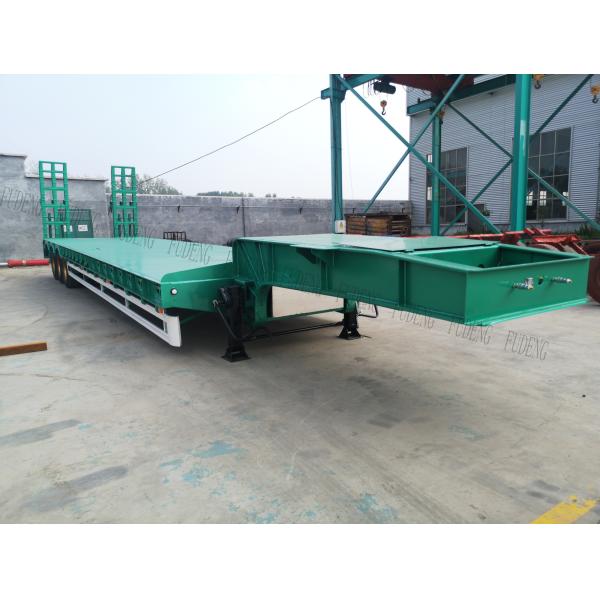 13 Meters Standard Length Low Bed Container Trailer 40 / 60 Tons Red Color
