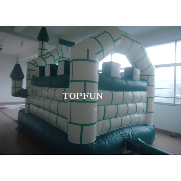 Commercial Castle Type Green Inflatable Jumping Castle 5 x 4 m PVC Tarpaulin
