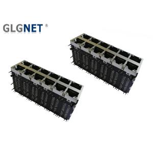 2x6 Ports Stacked Rj45 Poe Magjack 1000BASE T Latch Down With Green Yellow LEDs