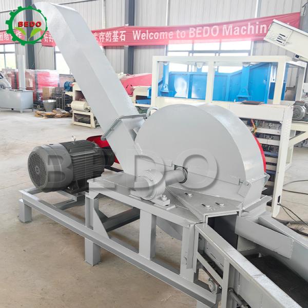 Powerful Electric Wood Chipper Machine With 6pcs Blades And 3kw Feed Conveyor