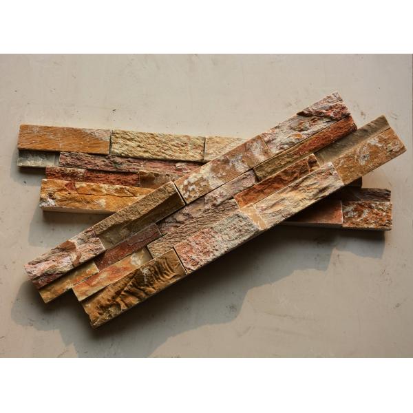 Natural Polished Wooden Vein Ledge Stone Wall Cladding 15mm Thickness