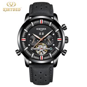 Genuine Leather Skeleton Mechanical Watch Pin Buckle Clasp Type