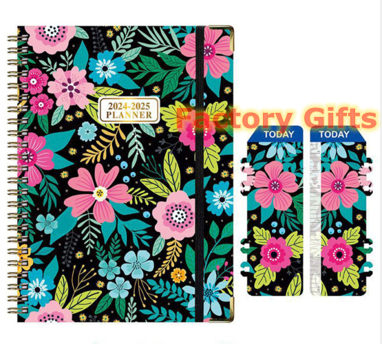 Gold Sprial Notebook Sticky Notes Elastic And Ribbon Sublimation Printing