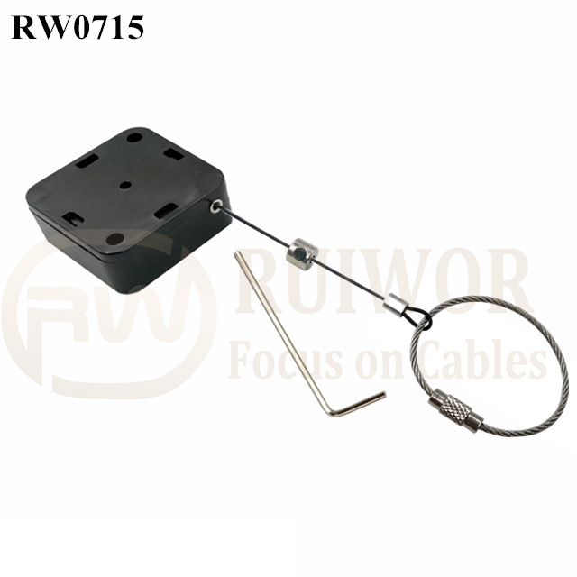 RW0715 Square Retractable Cable Plus Wire Rope Ring Catch For Retail Store Advertising Display