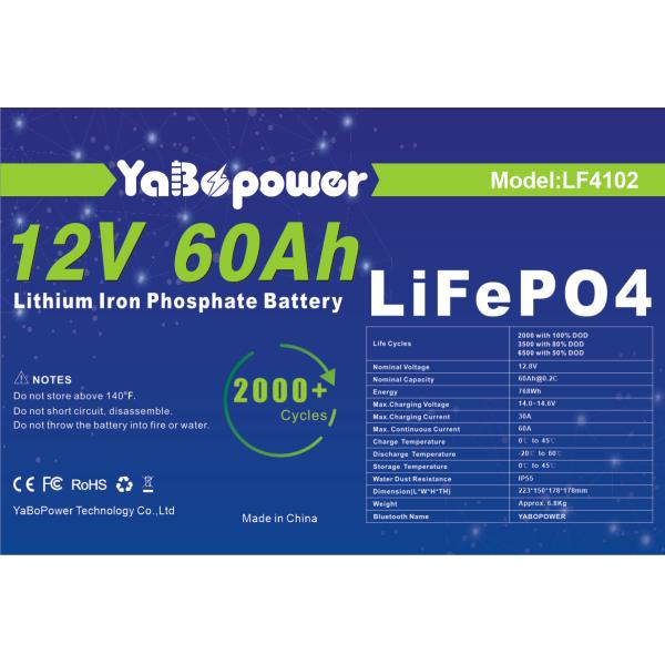 Home Solar 12 Volt Lifepo4 Battery 12v 60Ah Long Life Cycle