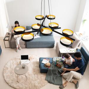 Nordic creative Black/White LED chandelier lighting Modern Guide Ring 9-Light