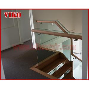 Double Steel Plate Staircase VK59S Tread beech ,Railing tempered glass, Handrail