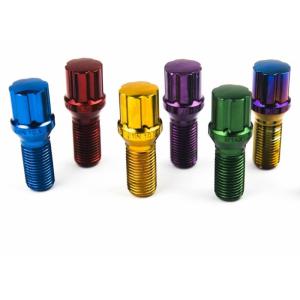 Custom M6 M10 Titanium Wheel Bolt LUG Ball collar Bolt Gr2 Gr5 TA2 TC4 Anodized