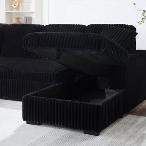 U-Shaped Sectional Sleeper Sofa with Pull Out Bed and Storage Chaise Lounge and