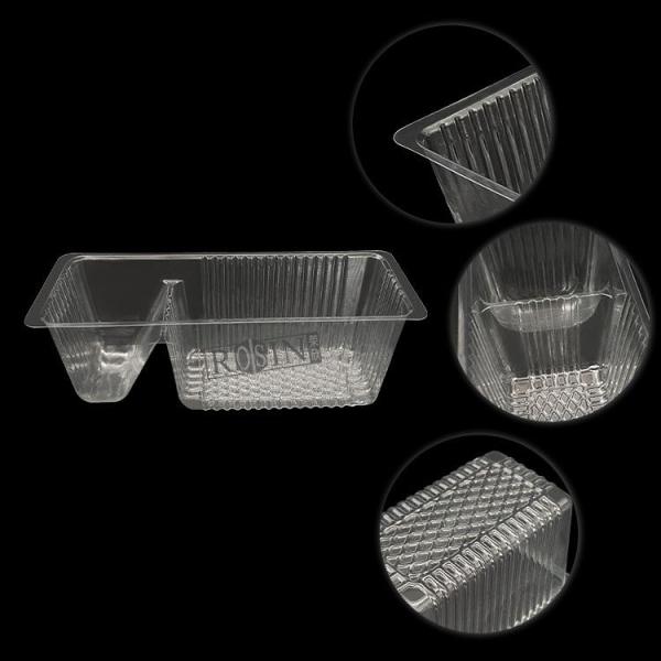 Customizable Plastic Nacho Tray 2 Cavity Rectangular Transparent PET