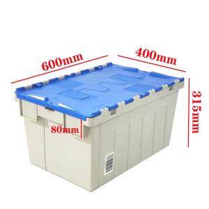 Nestable Crate Attached Lid Container Plastic Storage Stackable 600*400*315mm Pp