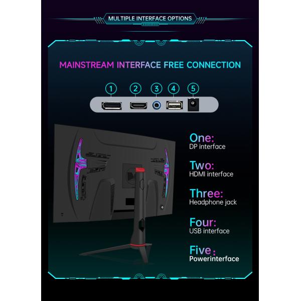 1500R Curve Rate 32 Inch Gaming Monitor 3440x1440 With RGB Lighting Height Adjustable